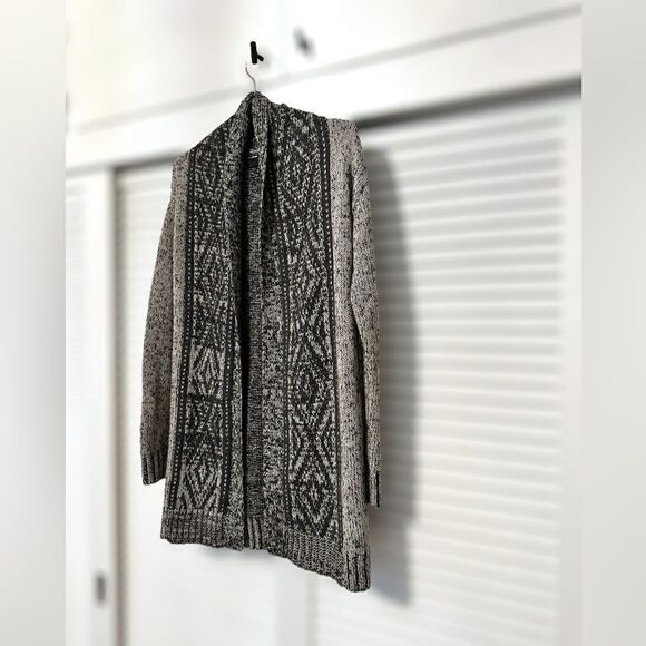 Anthropologie Kaisely Midi Chunky Wool Blend Open Cardigan Sweater Gray Size M - Picture 5 of 12